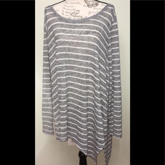 Lane Bryant silver & white striped tunic  sz 22-24 - Picture 1 of 3